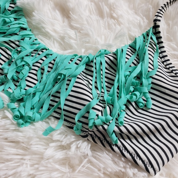 Victorias's Secret Fringe Stripes Bikini Top D10 - Picture 2 of 7